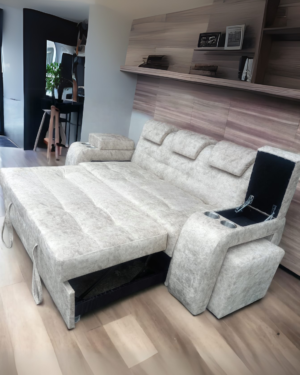 Sofá Cama Cosmos + Portavasos + Minibaúl + Puff